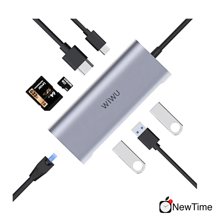 WiWU Alpha A831HRT 8 in 1 USB-C Hub Silver